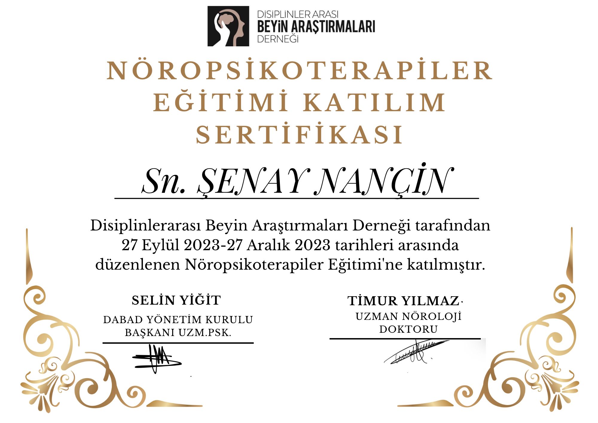 SERTİFİKALARIM & EĞİTİMLERİM
